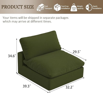 Modular Sectional Sofa,Extra Comfty Deep-Seat-Filled Couch,Green Modern Couches for Living Room,Apartment,Office,Small Space
