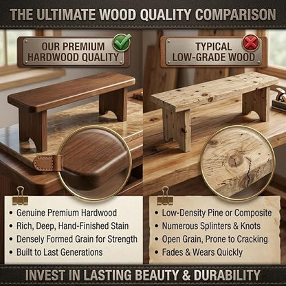 Entryway Bench, 24" to 59" Solid Wood Bench, Wooden Shoe Bench for Entryway, Farmhouse End of Bed Bench for Bedroom, Dining Room, Kitchen, Window Seat, Outdoor Garden Bench Seat