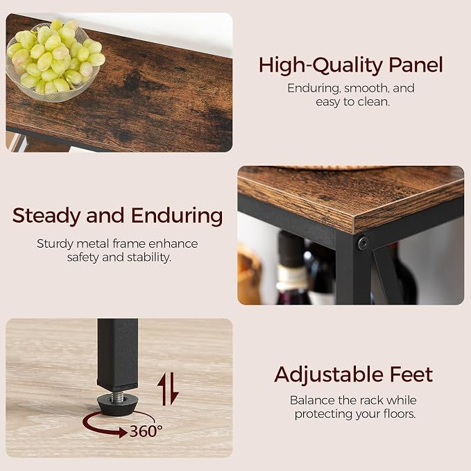 MAHANCRIS 47.2" Sofa Table, Industrial Console Table, 3-Tier Narrow Sofa Table with Storage Shelves, Foyer Table for Entryway, Hallway, Kitchen, Living Room and Bedroom, Rustic Brown CTHR800201