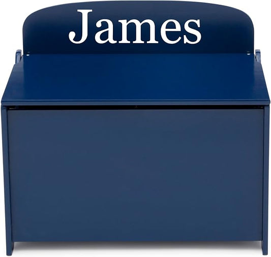 Delta Children Personalized MySize Deluxe Toy Box, Deep Blue