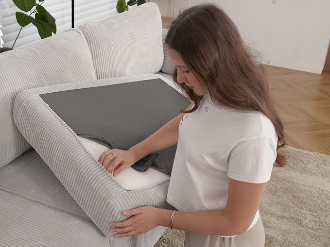 EASE MOOSE Oversized L Shape Sectional Modular Sofa, Wide Deep Seat Couch Large Modular Cloud Sectional Couch,Removable Cover,Light Gray