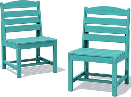 SERWALL Armless Outdoor Dining Chair Set of 2, All Weather Resistant,Aruba