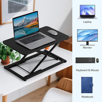 Height Adjustable Standing Desk Converter,Keyboard Riser for Stand Up Desk,Computer Keyboard Stand for Desktop,Portable Workstation Table for Home Office Black 23.6 Inch