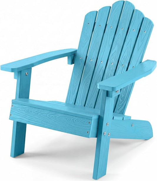 Giantex Kids Adirondack Chair, All-Weather HIPS Children's Outdoor Chair with Tilted High Backrest, Toddler Beach Chair for Garden Patio Backyard, Kids Lawn Chairs for Age 3-7 (1,Turquoise)