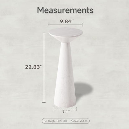 COZAYH Farmhouse Tall Pedestal End Table Small Solid Wood Martini Table Plant Stand Modern Round Drink Table for Small Space Living Room, White