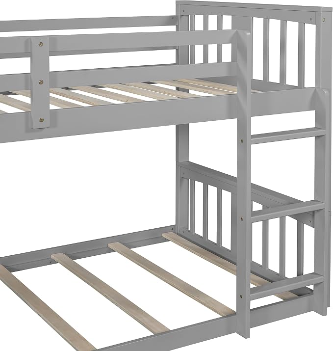 Merax Twin Over Twin Bunk Bed with Ladder, Gray