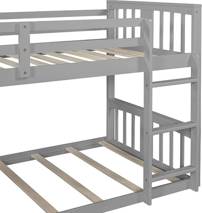 Merax Twin Over Twin Bunk Bed with Ladder, Gray