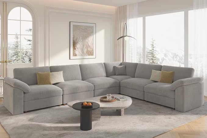 EASE MOOSE Oversized Sectional Modular Sofa,Large L Sectional Couch Wide Deep Seat Modular Cloud Couch,Removable Washable，Green