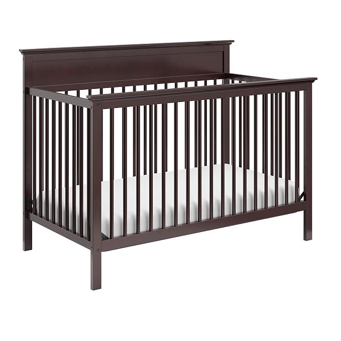 Storkcraft Carmel 5-in-1 Convertible Crib - GREENGUARD Gold Certified, Converts to Toddler Bed & Full-Size Bed, Fits Standard Full-Size Crib Mattress, 4 Adjustable Mattress Heights (Espresso)