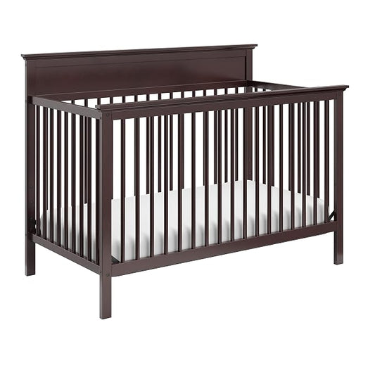 Storkcraft Carmel 5-in-1 Convertible Crib - GREENGUARD Gold Certified, Converts to Toddler Bed & Full-Size Bed, Fits Standard Full-Size Crib Mattress, 4 Adjustable Mattress Heights (Espresso)