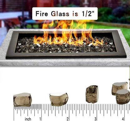 Onlyfire 10 lbs Fire Glass Rocks 1/2 Inch, Reflective Tempered Glass for Propane Fire Pit & Gas Fireplace, High Luster Firepit Glass Stones for Fire Table, Bronze (Multicolor Options Available)
