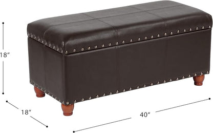 HomePop 40" Faux Leather Storage Cocktail Bench - Espresso