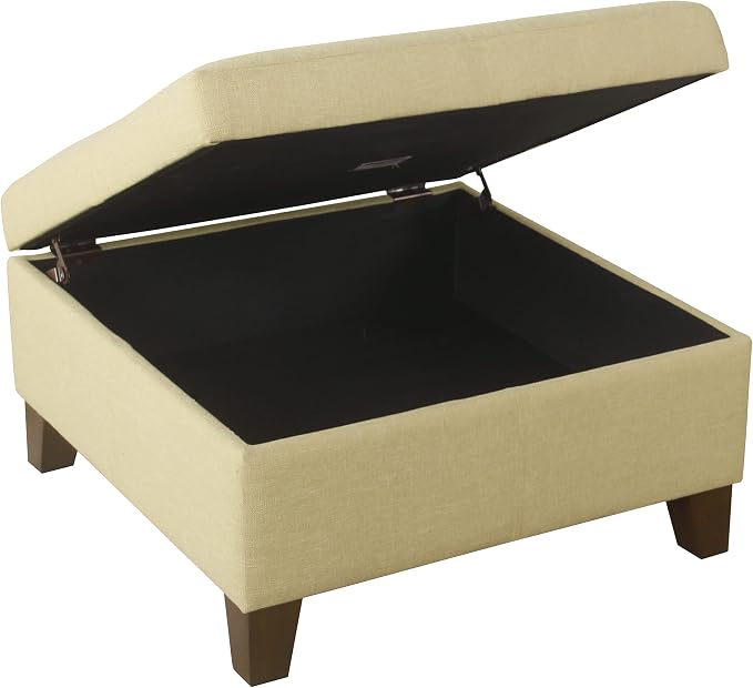 HomePop 28" Woven Square Storage Ottoman - Tan