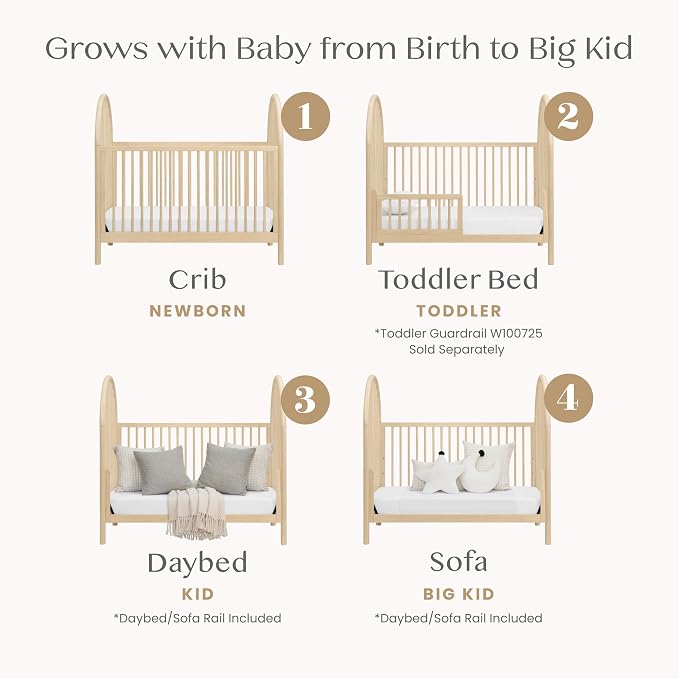 Delta Children Cannon 4-in-1 Convertible Crib - Converts from Baby Crib to Toddler Bed, Daybed and Sofa Bed, Fits Standard Full-Size Crib Mattress, Natural Sandstone