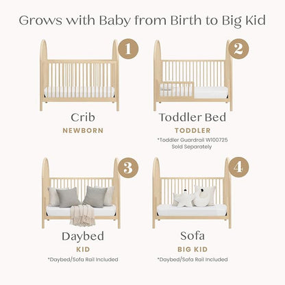 Delta Children Cannon 4-in-1 Convertible Crib - Converts from Baby Crib to Toddler Bed, Daybed and Sofa Bed, Fits Standard Full-Size Crib Mattress, Natural Sandstone