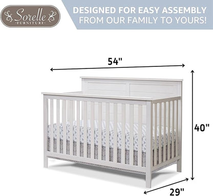 Sorelle Furniture Ashley Crib, Classic 4-in-1 Convertible Pannel Crib, Baby Crib Made of Wood, Non-Toxic Finish, Wooden Baby Bed, Toddler Bed, Child’s Daybed and Full-Size Bed, Nursery Furniture