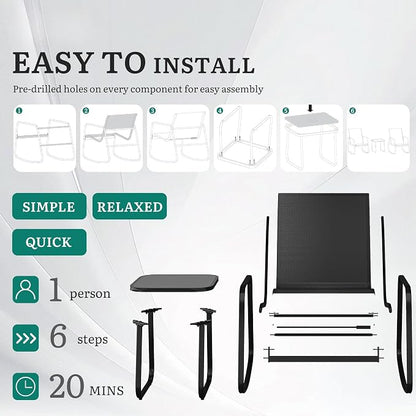 DWVO 3 Piece Patio Furniture Set, Durable Textilene Patio Set with Rocking Chairs Set of 2 & Tempered Glass Table for Garden, Balcony & Poolside, Black