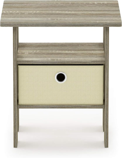 Furinno TIDUR 3-Tier Night Stand, Nightstand with Storage Bin, Sonoma Oak | Open Shelf Design, Bedside Table, End Table, Side Table for Bedroom, Living Room