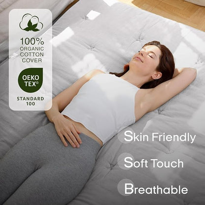 ZonLi Japanese Floor Futon Mattress Full Size 75"x 54", 100% Cotton Cover 2.5'' Thicken Tatami Mattress, Foldable Sleeping Pad, Portable Dormitory Tatami Mat, Roll Up Floor Lounger Bed for Adult