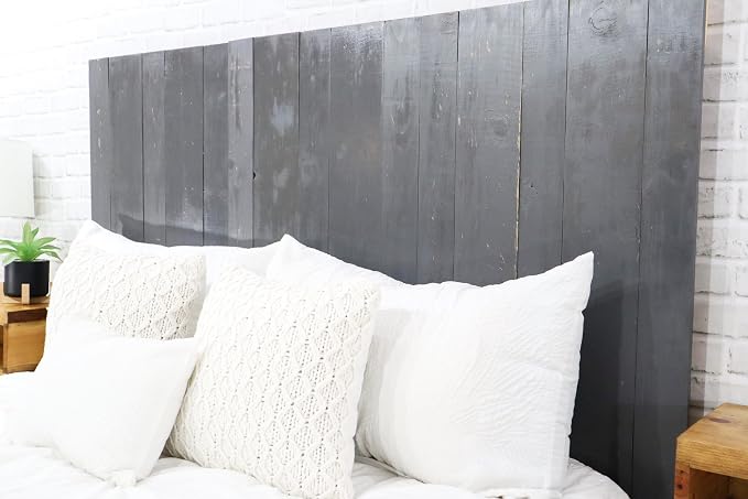 Barn Walls Gray Headboard, Rustic Design Weathered, Solid Wood Headboard, Floating Panels, Wall Mount, Adjustable Height, Easy Assembly, Twin Size