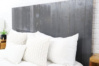 Barn Walls Gray Headboard, Rustic Design Weathered, Solid Wood Headboard, Floating Panels, Wall Mount, Adjustable Height, California King Size
