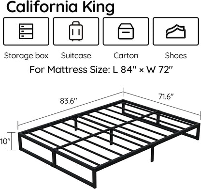 Richwanone 10 Inch Cal King Bed Frame Heavy Duty Metal Platform Bed, Black | Cal King Platform Bed Frame, Mattress Foundation with Steel Slat Support, No Box Spring Needed, Easy Assembly