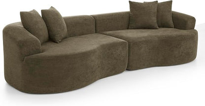 Curved Boneless Sofa Couches 4-Seat Tight Backrest Couch for Living Room Bedroom, Boneless Cloud Sofa with 4 Pillows, Floor Sofa in A Box No Assembly Required