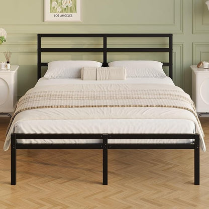 Lutown-Teen 12 Inch King Size Bed Frame with Headboard and Footboard | Classic Style Metal Platform Bed Frame, Under Bed Storage, No Box Spring Needed, Easy Assembly, Noise Free, Black