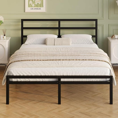 Lutown-Teen 12 Inch Full Size Bed Frame with Headboard and Footboard | Classic Style Metal Platform Bed Frame, Under Bed Storage, No Box Spring Needed, Easy Assembly, Noise Free, Black