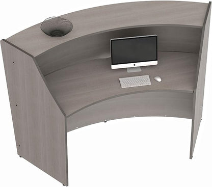 Linea Italia Curved Modern Office Desk Easy to Assembly Single Unit Reception Counter for Lobby, Salon, 70" x 27", Ash
