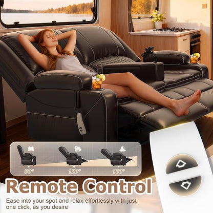 Loveseat Recliner Sofa, Power Reclining Loveseat Sofa RV Couch with Removable Armrest and Remote Control, Wall Hugger Home Theater Seating with 2-Tier Cushions, Storage & USB Ports, Brown