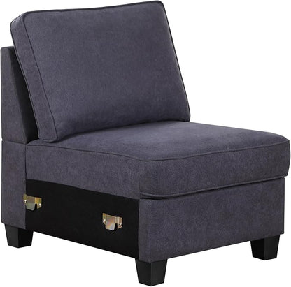 Ball & Cast 116" L-Shaped Sectional Couch with Movable Ottoman & Nailhead Trim Armrest,7 Seat Chenille Upholstered Sofa W/ 6 Throw Pillows,DIY Combination,Comfy Sectionals Set for Living Room,Gray