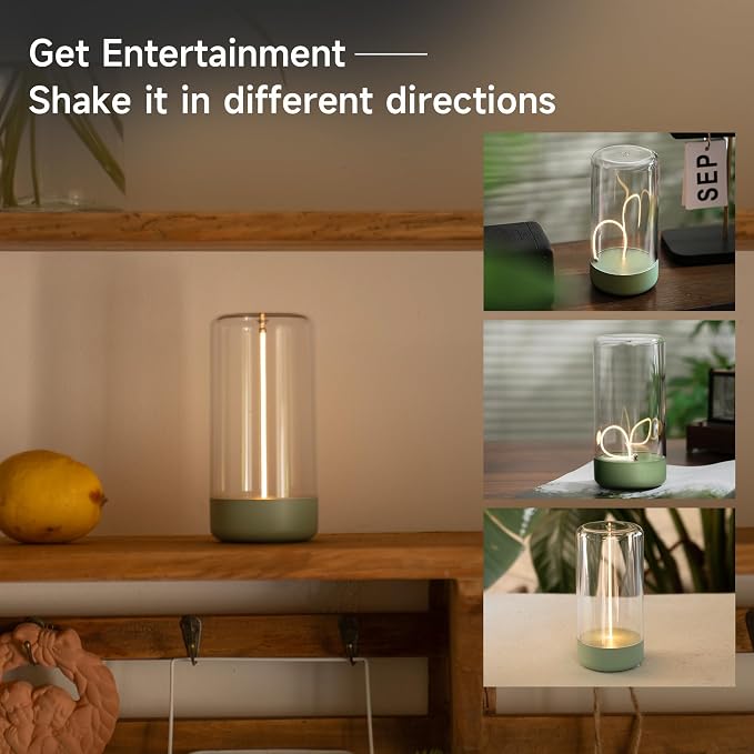 AUGE LIGHT Mini Minimalist Table Lamp Cordless Lamp Rechargeable Table Lamp Portable Nightstand Lamps Desk Lamps for Home Office Unique Ambient Light Mood Lighting for Desk Decor Beside (Olive Green)
