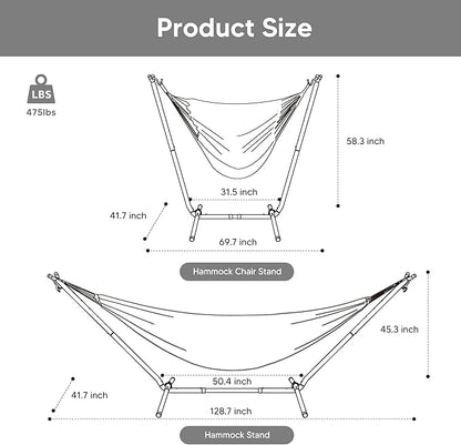 SUNCREAT 2-in-1 Convertible Portable Double Hammock with Stand Included, Outdoor Hammock and Stand, Patented, Sea Blue