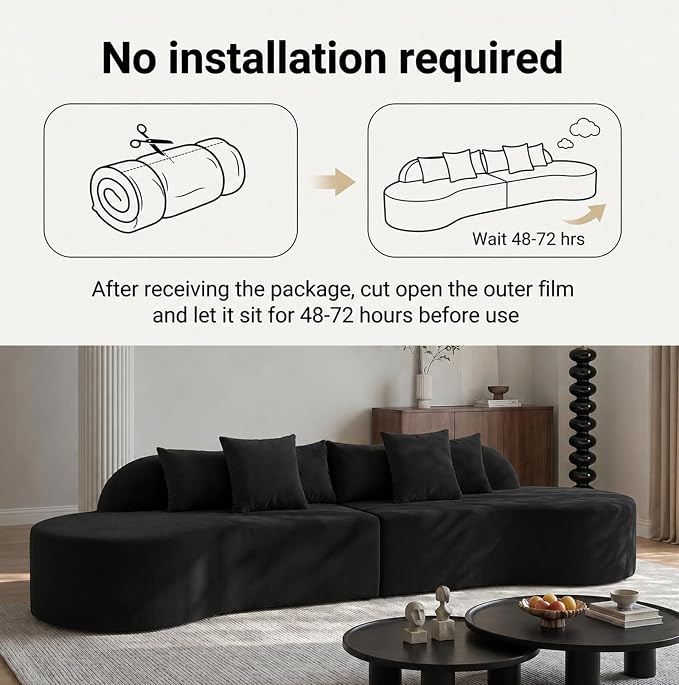 Oversized Modern Curved Cloud Couch Sectional, Boneless Compression Sofa, Modular Sectional Couches, High Density Foam Deep seat Couch with Pillows, Corduroy Sofa for Living Room Office