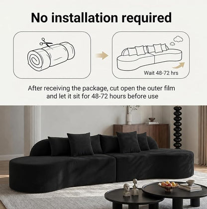 Oversized Modern Curved Cloud Couch Sectional, Boneless Compression Sofa, Modular Sectional Couches, High Density Foam Deep seat Couch with Pillows, Corduroy Sofa for Living Room Office