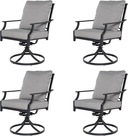 Grand patio Dining Chairs Set of 4，Outdoor Swivel Patio Dining Chairs Set of 4，Swivel Rocker Dining Chairs，Outdoor Dining Chairs with Grey Cushions, Patio Chairs for Outside, Garden Lawn Porch