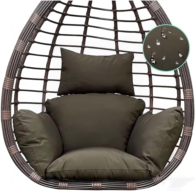 Waterproof Egg Chair Cushion Outdoor Swing Chair Replacement Patio Swing Basket Egg Chair Cushion for Indoor Outdoor Funiture Dark Grey
