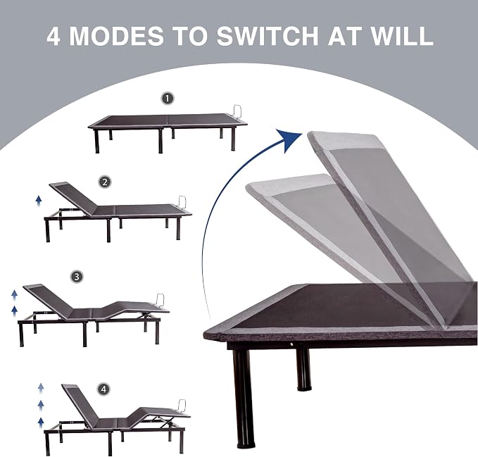 Dyonery Split King Adjustable Bed Base Frame with Wireless Remote + 12 Inch SPK Gel Memory Foam Mattress Bed in a Box, Head and Foot Incline, Zero Gravity, Fiberglass Free,80" × 38"