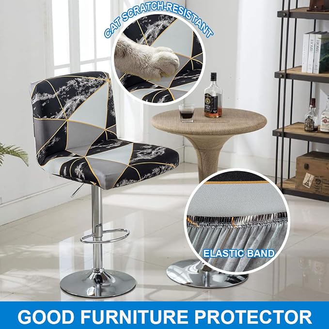 Levoberg Bar Stools Cover Set of 4 Printed Armless Swivel Barstools Slipcovers with Backs Stretch Square Counter Height Bar Stools Covers Mid Low Back Chair Cover for Kitchen Dining Room Bar #15
