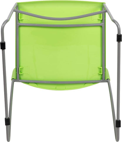 Flash Furniture HERCULES Series 661 lb. Capacity Green Stack Chair with Air-Vent Back and Gray Powder Coated Sled Base