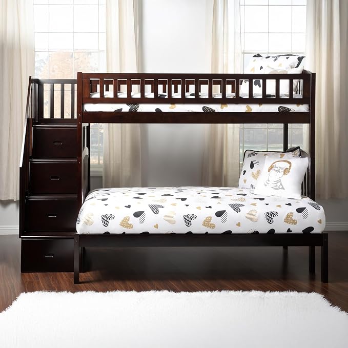 AFI, Westbrook Staircase Bunk Bed Twin Over Full, Espresso