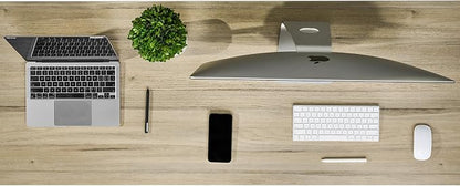 Kaboon Universal Tabletop 55"x20", Solid One-Piece Melamine Table Top, Double Desk L-Desk DIY, Home and Office, Oak/Grey Tone