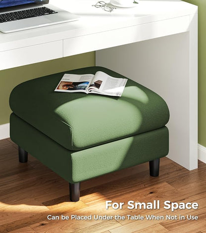 Welzona Teddy Storage Ottoman, 26.7" Large Living Room Ottoman, All-Wood Coffee Table Ottomans with Storage, Tool-Free Setup Ottomans for Living Room, Bench for Bedroom, Green
