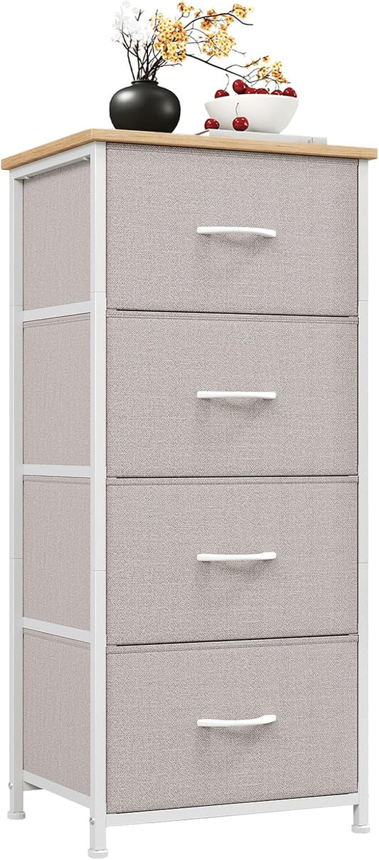 Somdot Dresser for Bedroom with 4 Drawers, Storage Organizer Chest of Drawers with Removable Fabric Bins for Closet Bedside Living Room Laundry Entryway Hallway, Ash Grey