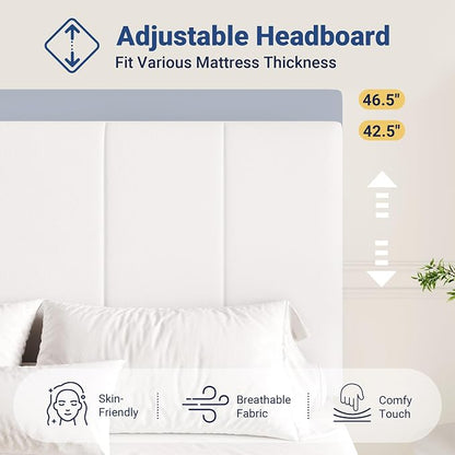Allewie Queen Size Velvet Lift Up Storage Bed Frame, Vertical Channel Tufted Headboard, Hydrualic Underneath Storage, Upholstered Platform Bed, Wooden Slats Support, No Box Spring Needed, White