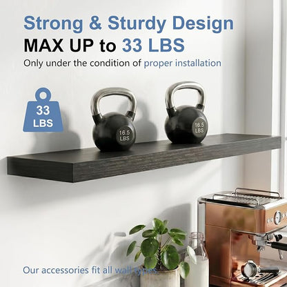 Floating Shelves for Wall, Bathroom Shelves Over Toilet, Wall Shelves & Book Shelf for Room, Hanging Shelf, Modern Wooden Mounted Floating Shelves, 36x7x1.5 in (Black, Set of 2)