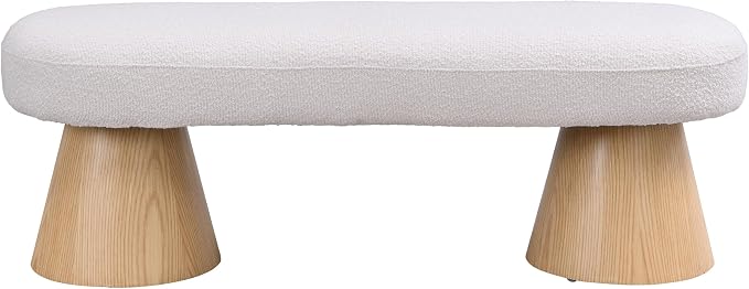 Virubi 49" Upholstered Dining Bench Boucle Ottoman, End of Bed Entryway Benches, Modern Dining Bench Shoe Stool for Indoor Bedroom Living Dining Room 300 LBS Weight Capacity (49" Beige)