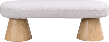 Virubi 49" Upholstered Dining Bench Boucle Ottoman, End of Bed Entryway Benches, Modern Dining Bench Shoe Stool for Indoor Bedroom Living Dining Room 300 LBS Weight Capacity (49" Beige)