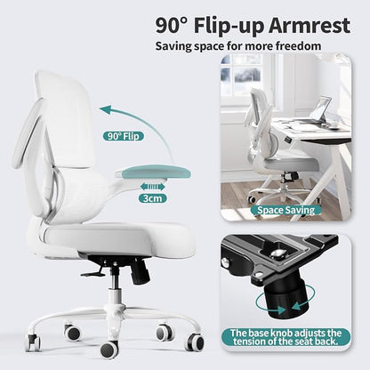 TRALT Office Chair - Ergonomic Desk Chair with Adjustable Lumbar Support, Mesh Computer Chair, Executive Chairs for Home Office Comfortable Lumbar Support (Cloud White)